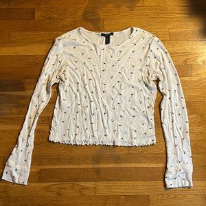 White floral long-sleeve top